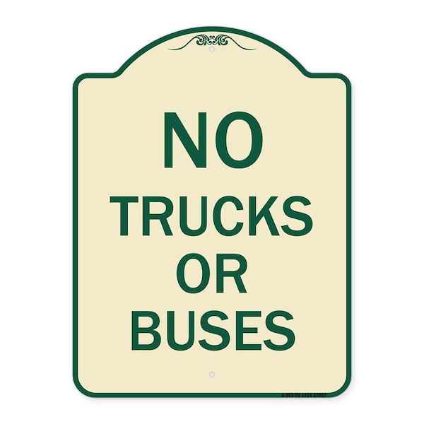 Signmission Designer Series No Trucks or Buses, Tan & Green Heavy-Gauge Aluminum Sign, 24" x 18", TG-1824-23557 A-DES-TG-1824-23557 - main